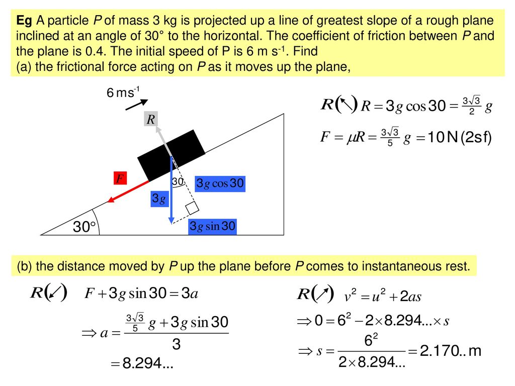 A particle p of mass 0.5 kg is on a rough plane inclined at an angle online